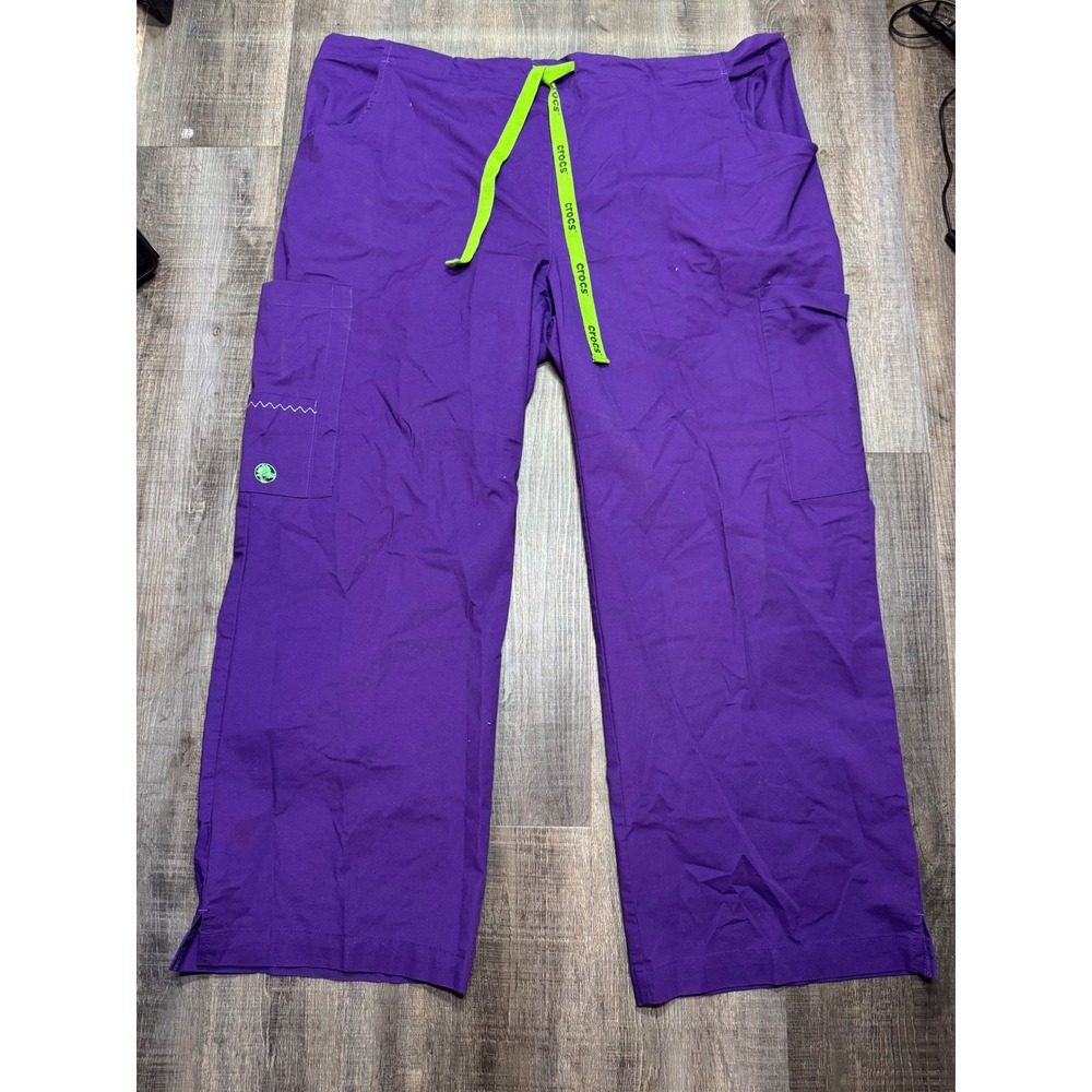 Crocs Medical Purple Cargo Scrub Pants XXL Lime Green Drawstring CPW0202P